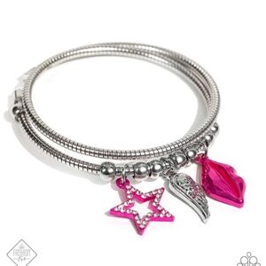 Silver Charm Bracelet with Pink Accents Popstar Privilege Multi Bracelet Beads